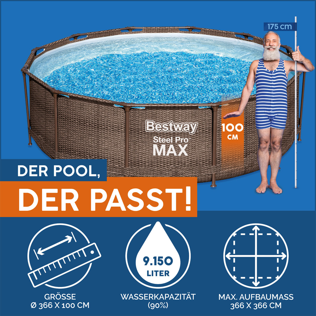 Bestway Frame Pool Komplett-Set mit Filterpumpe und Sicherheitsleit Bild 9
