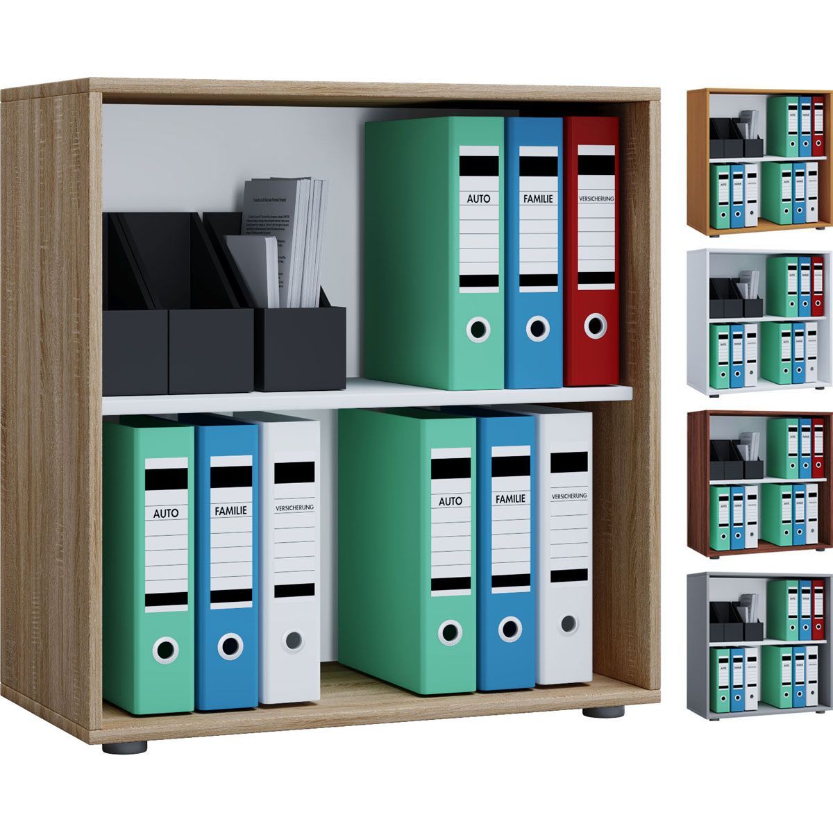 Büroregal Lona L ohne Türen Kern-Nussbaum/silber Bild 3