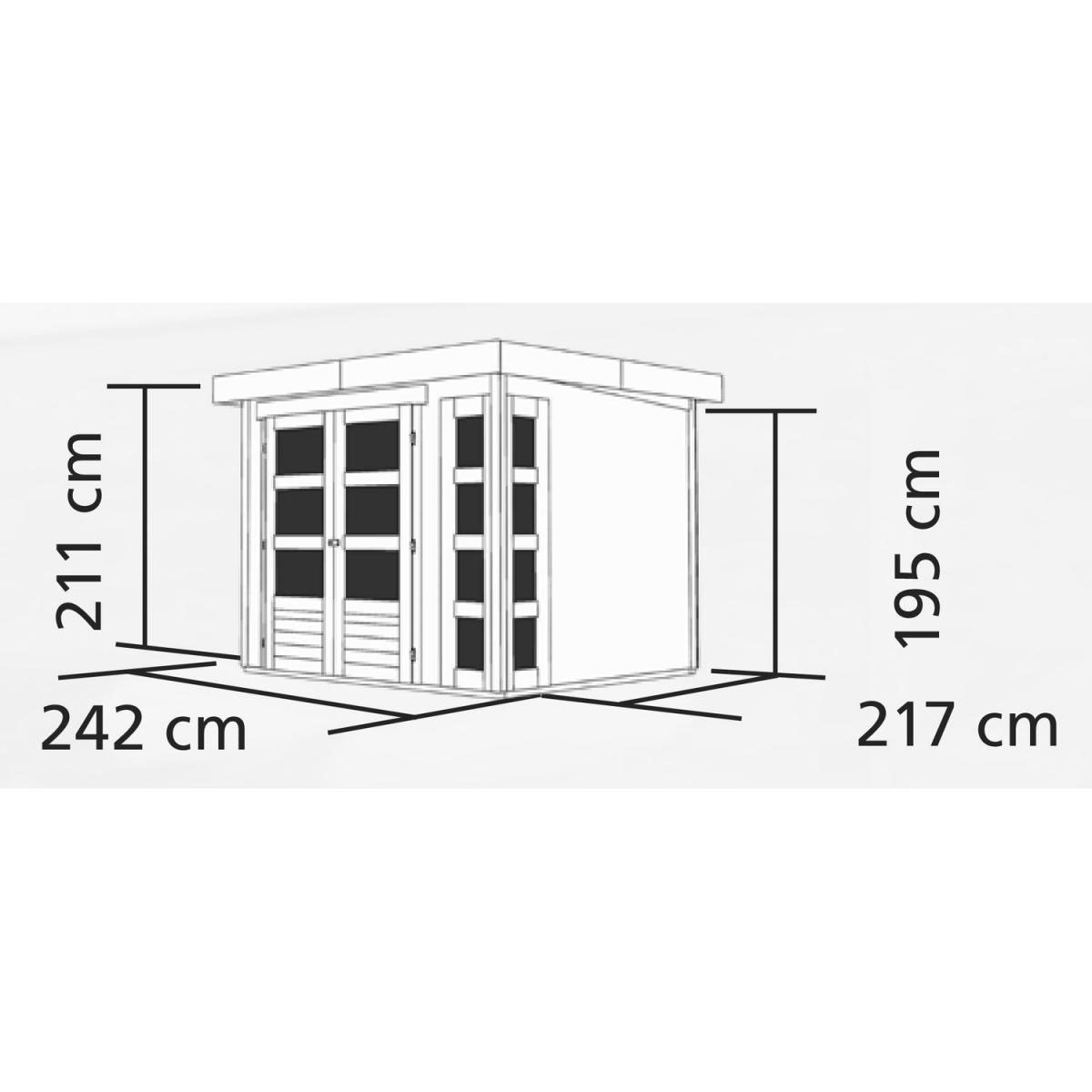 Karibu Gartenhaus-Set Kerko 3 mit Anbaudach 2,8 m terragrau Bild 4