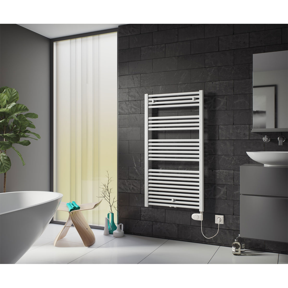 Ximax  Elektrischer Handtuchwärmer Alpha 1750 x 700 mm 900 Watt Typ 3 Weiß