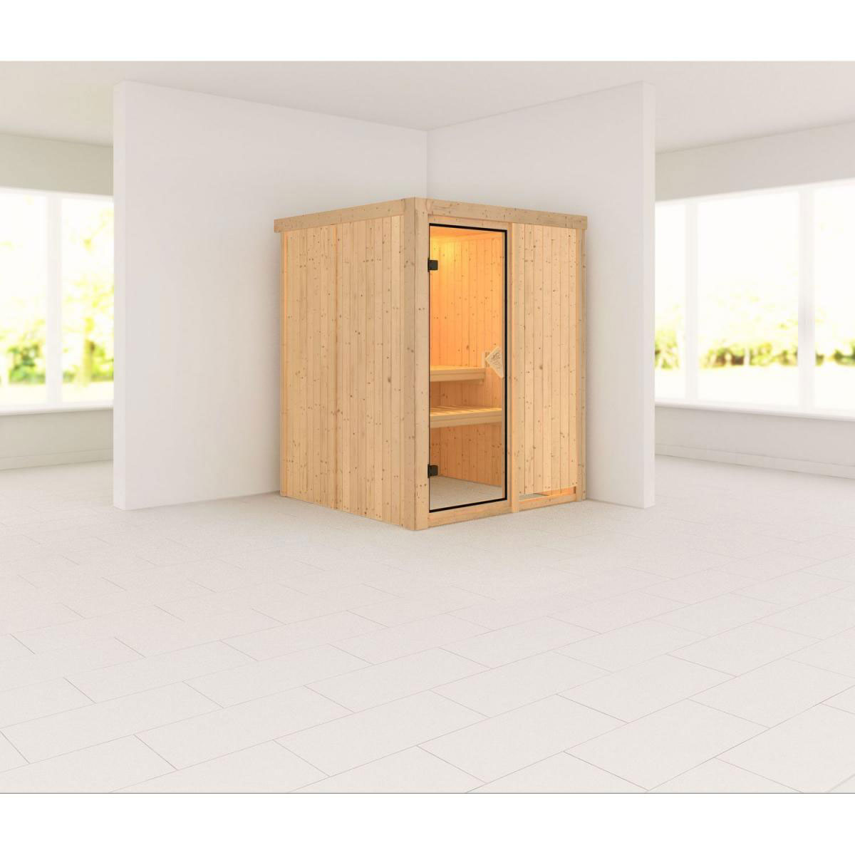 Karibu Systemsauna Minja 68 mm ohne Ofen ohne Kranz Bild 1