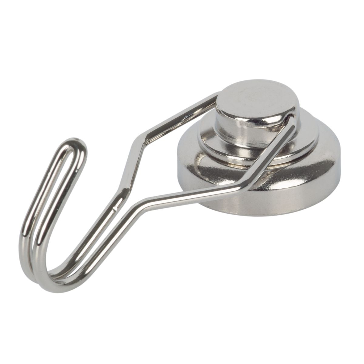 Suki Topfmagnet Neodym Ø 25 mm, mit drehbarem Haken 50 mm, silber
