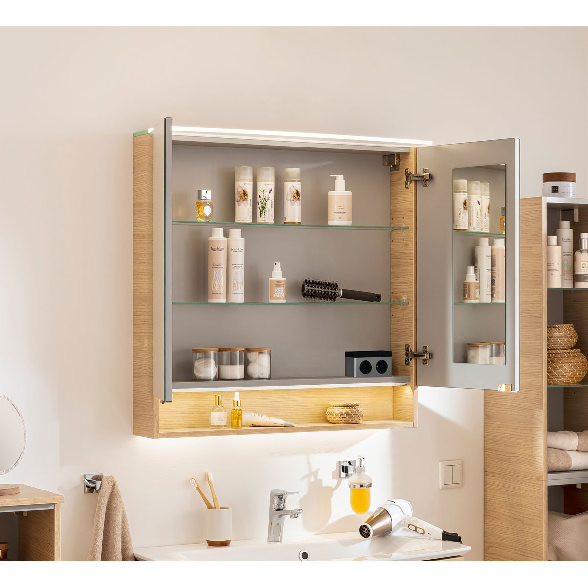 Fackelmann  Spiegelschrank B.Style 800 x 812 x 153 mm Sandeiche LED Bild 5