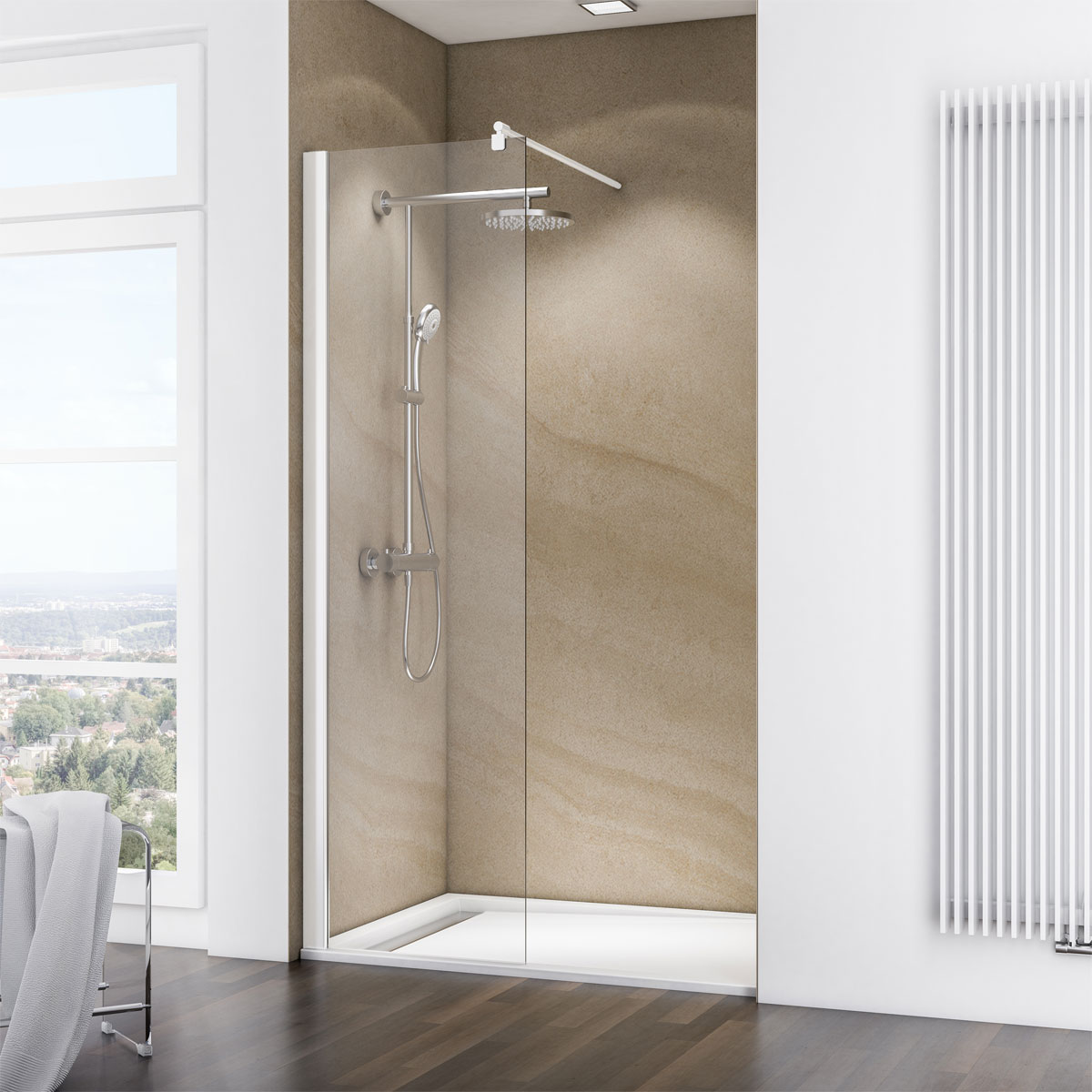 Schulte Walk In Duschwand MasterClass M6 Chromoptik ESG Fixil 60 cm fixil 500 klar hell Bild 1