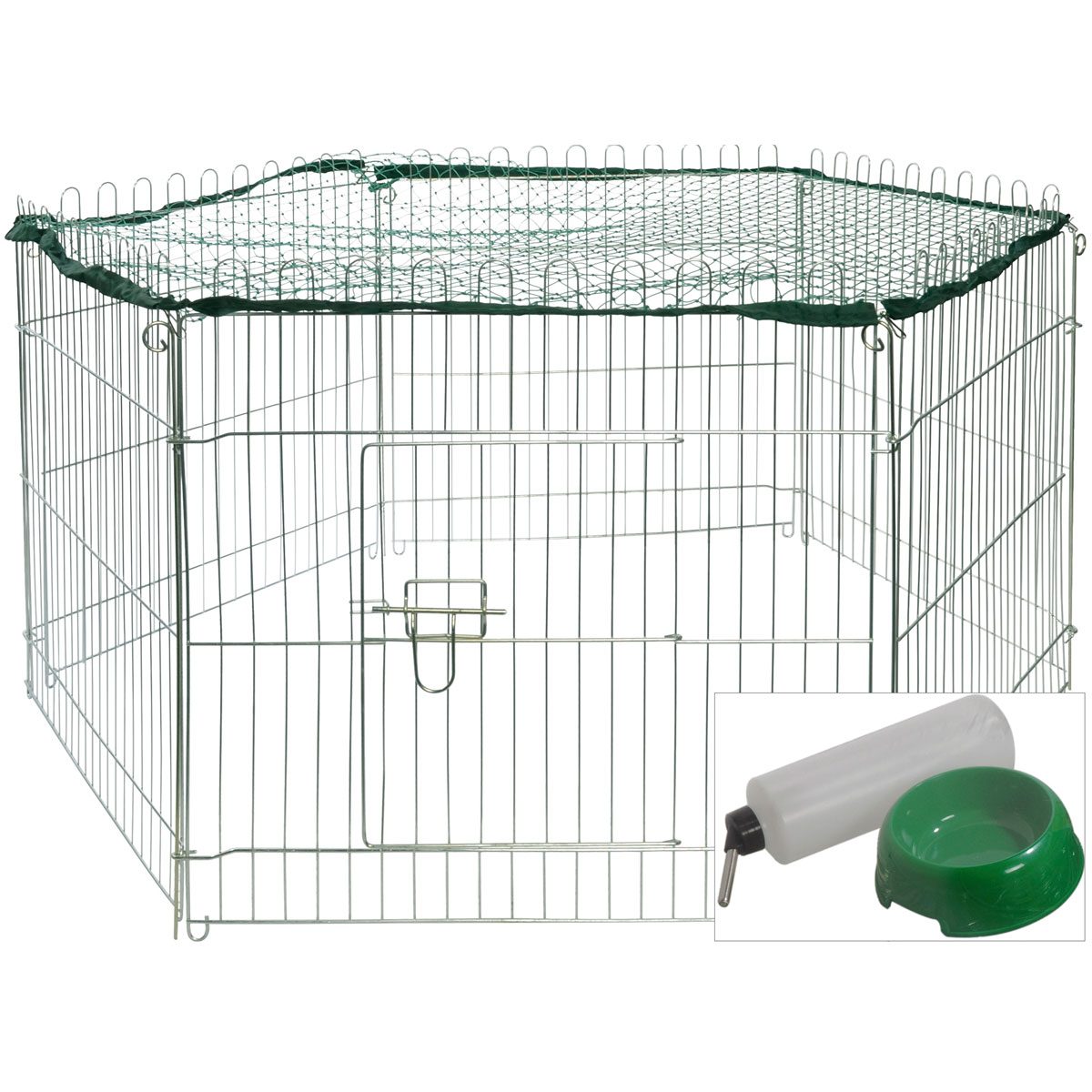 dobar Freilaufgehege-Set 112 x 56 x 98 cm silber 6-teilig