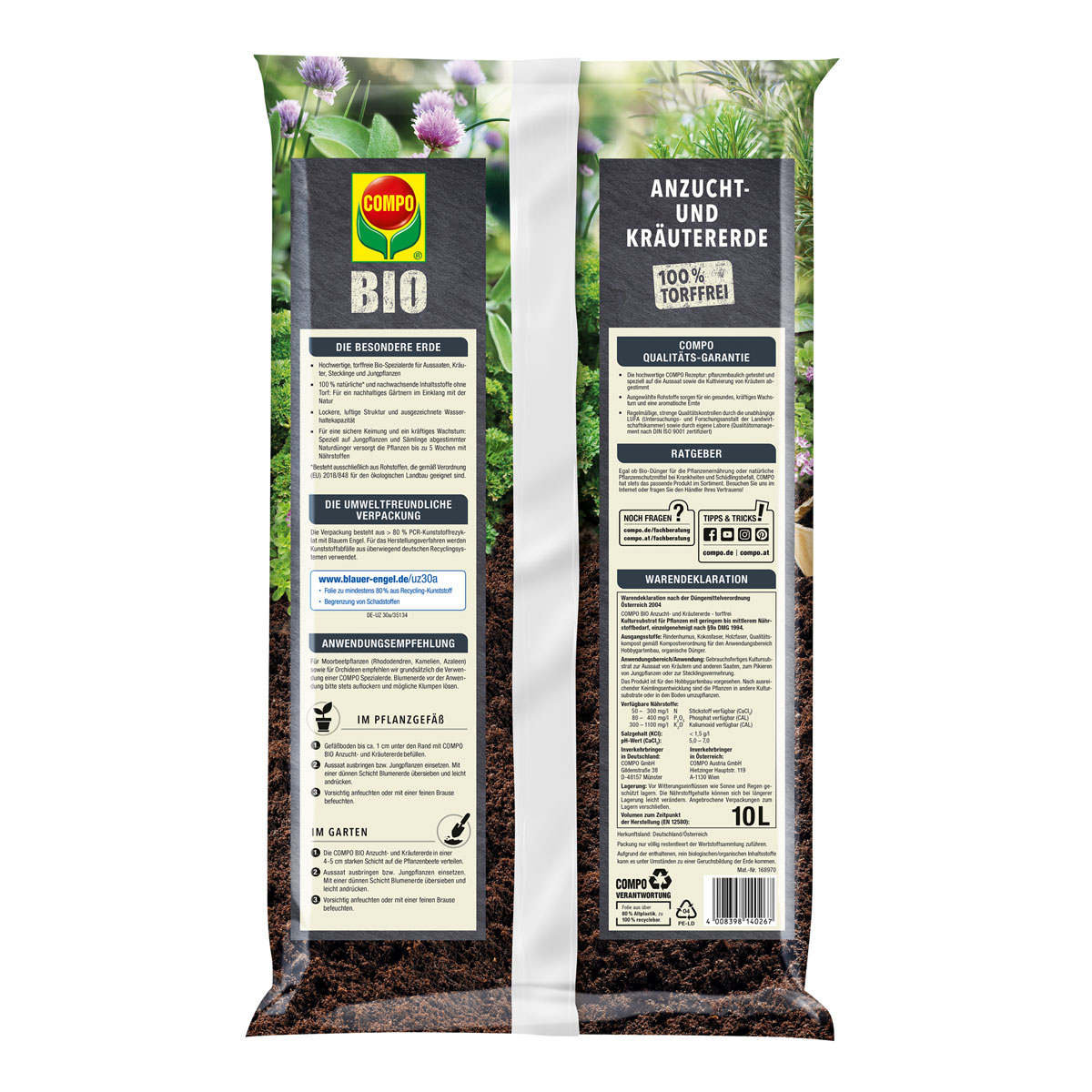 Compo Bio Anzucht- und Kräutererde torffrei 10 L Bild 2