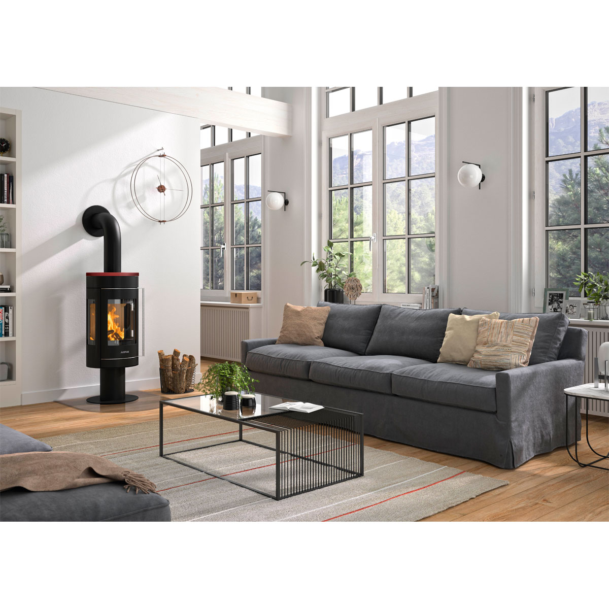 Justus Kaminofen Meva Keramik Bordeaux 5 kW Bild 2