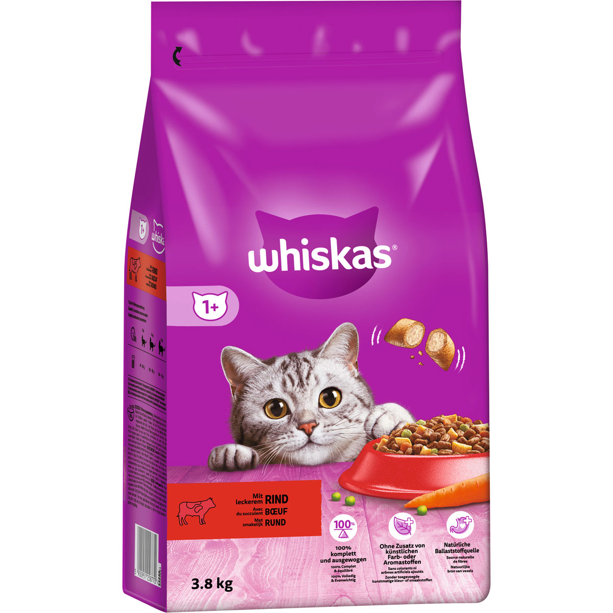 Whiskas Trockenfutter 1+ Rind 3,8 kg Bild 1