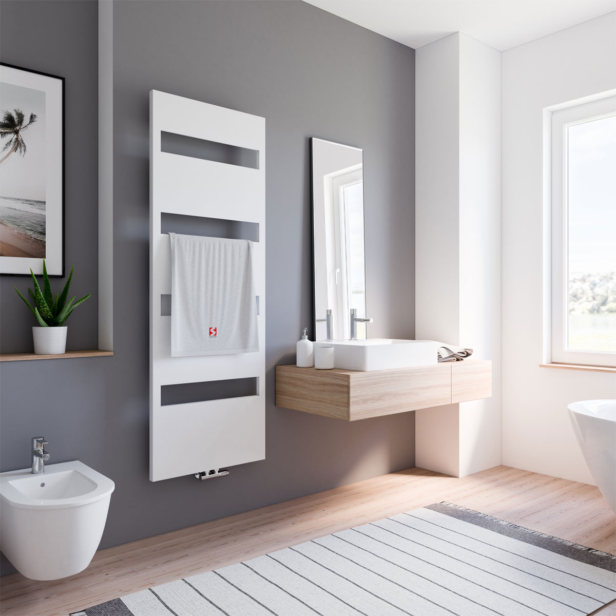 Schulte ExpressPlus Design-Heizkoerper Turin alpinweiss 1703 x 605 x 85-95 mm 620 Watt