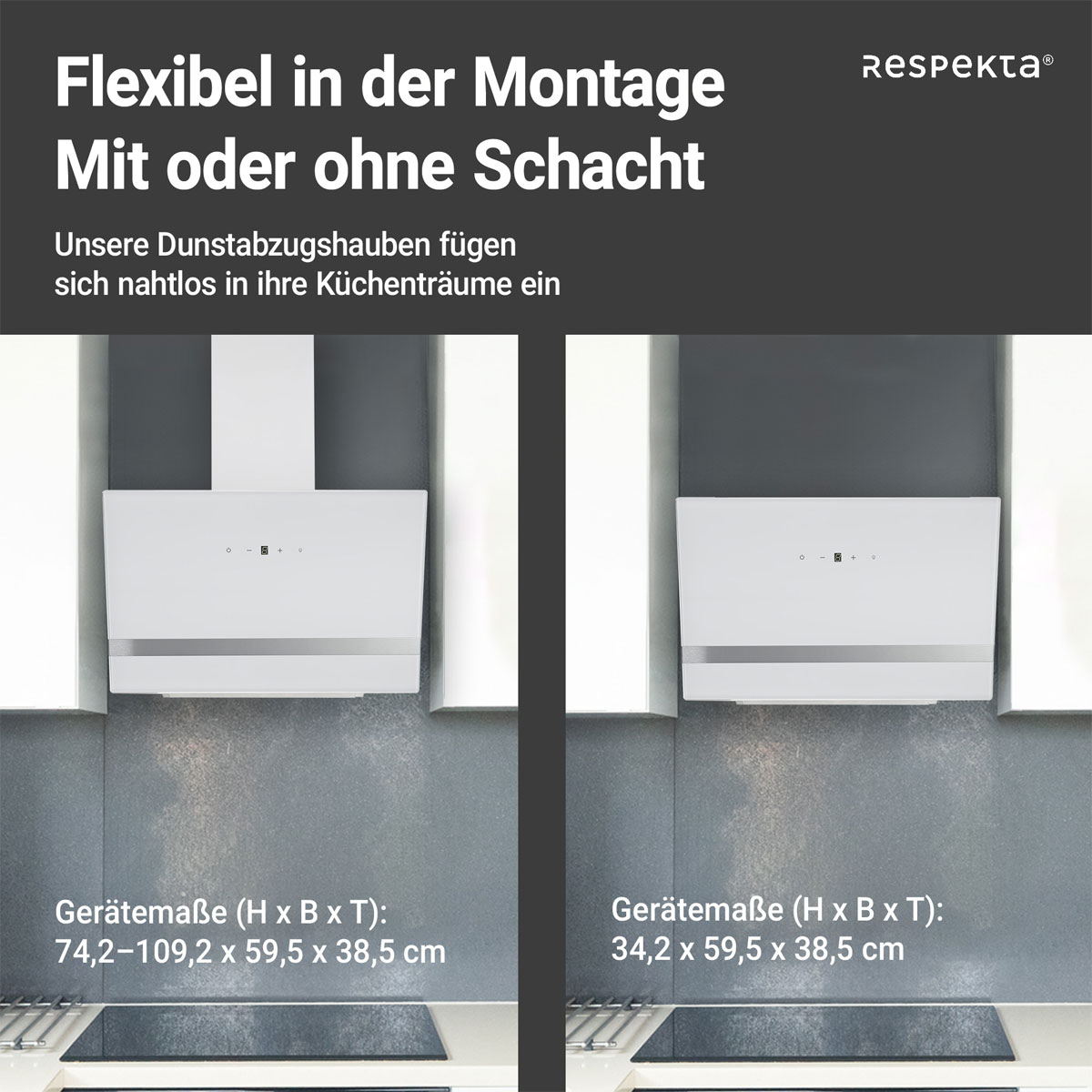 Respekta Design-Schräghaube Hera CH24060WAM 60 cm Weiß Bild 9