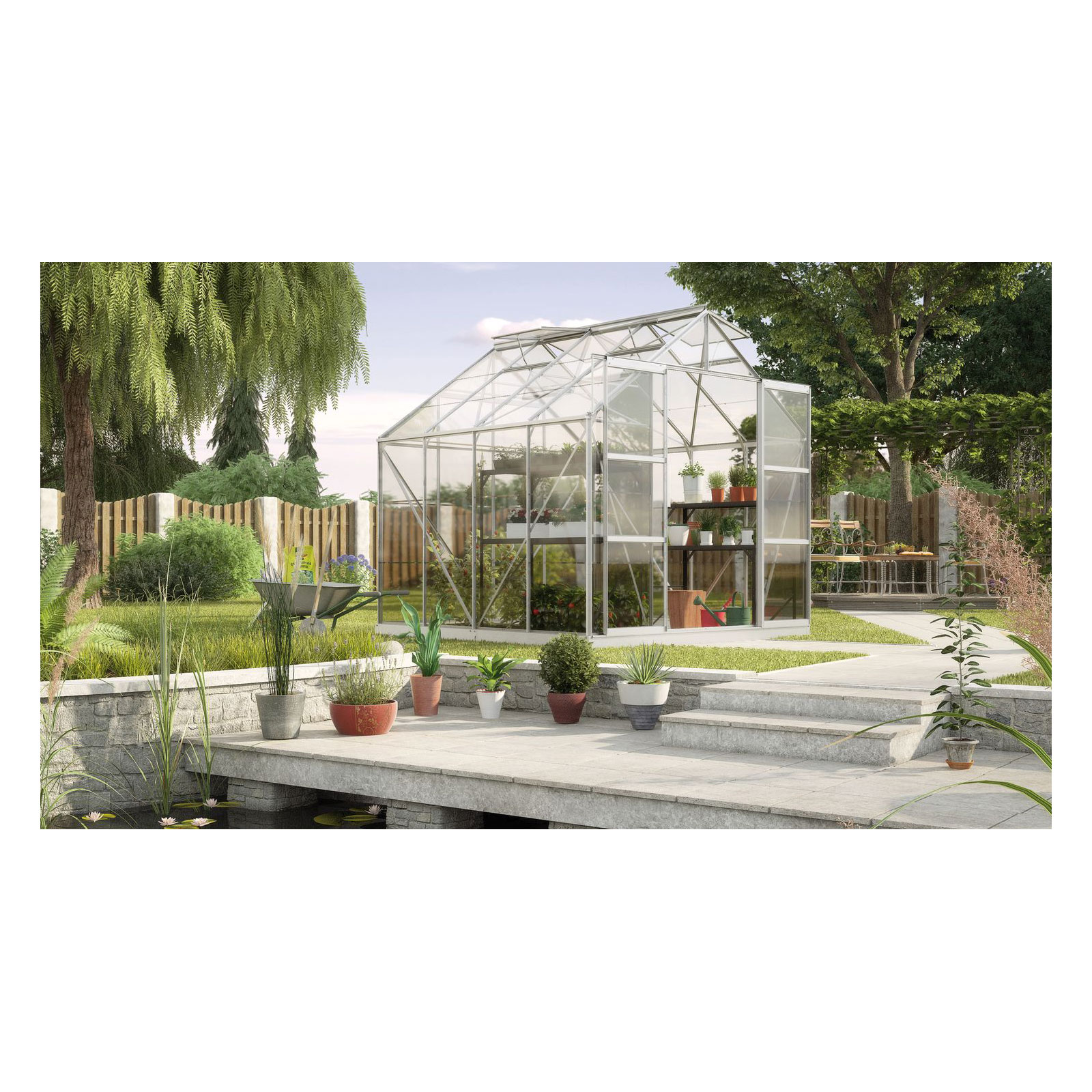 Vitavia Gewächshaus Uranus 6700 6,7m² 3 mm Einscheibensicherheitsglas silber