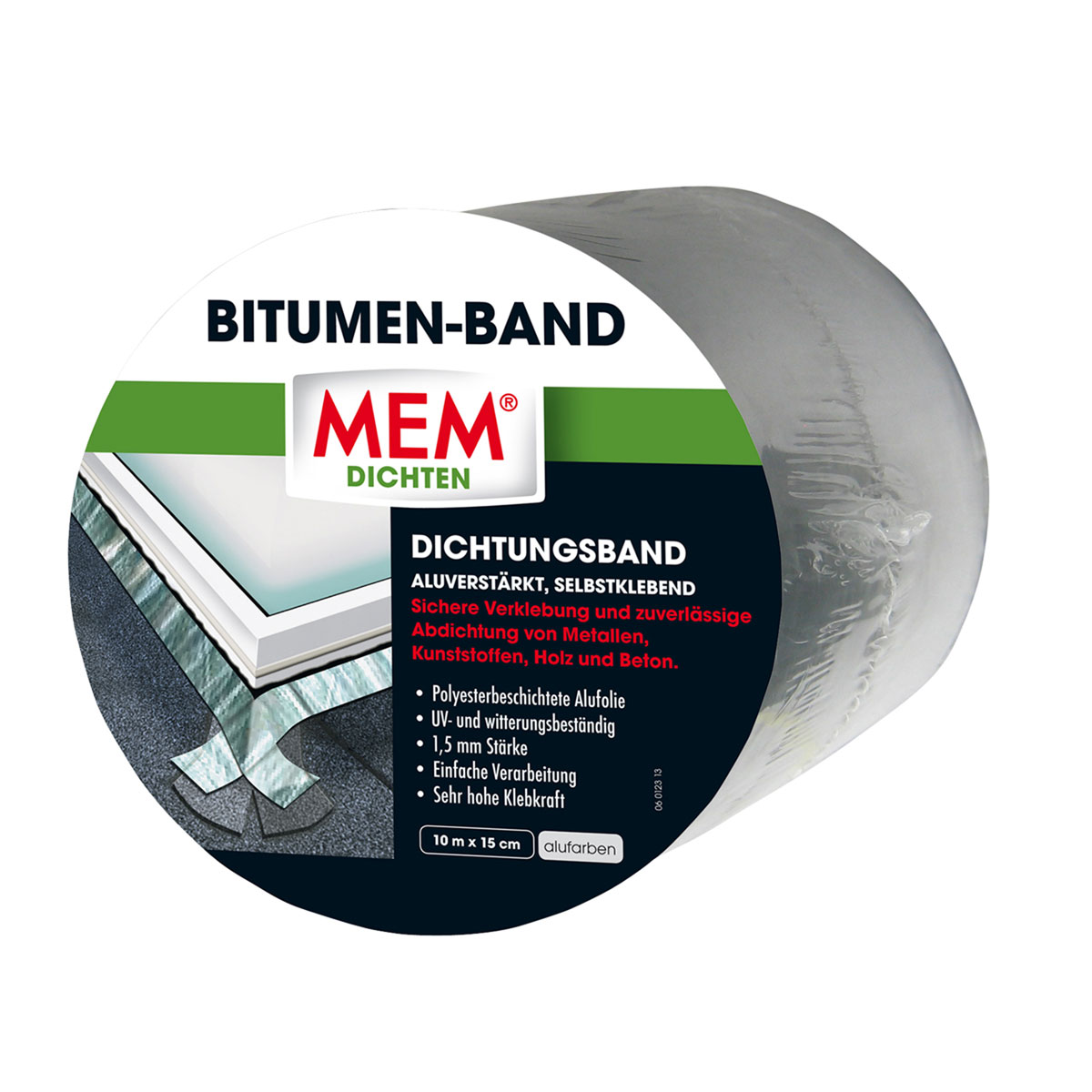 MEM Bitumen-Dichtband 1000 cm x 15 cm selbstklebend alukaschiert