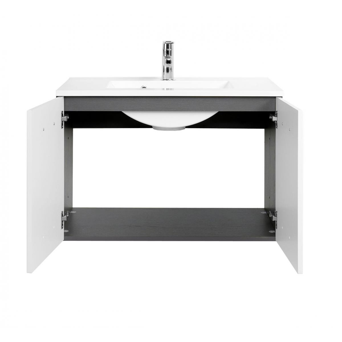 HELD Waschtisch-Set 80 graphitgrau-weiß Hochglanz 2 Türen Bild 2