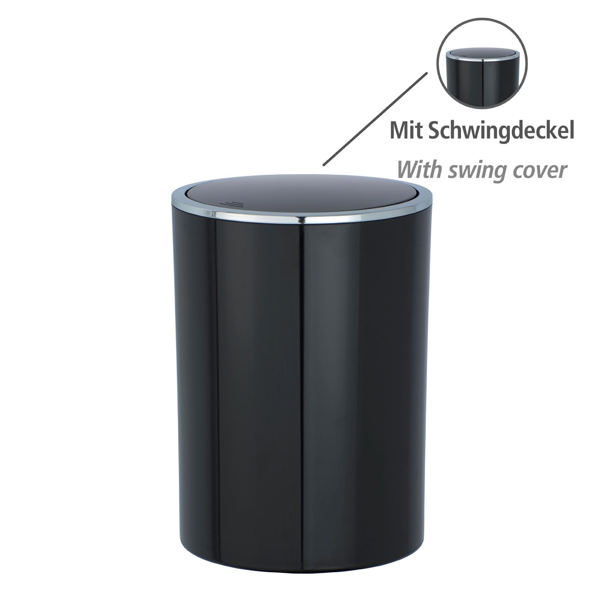 Wenko Schwingdeckeleimer Inca schwarz 5 L Bild 2