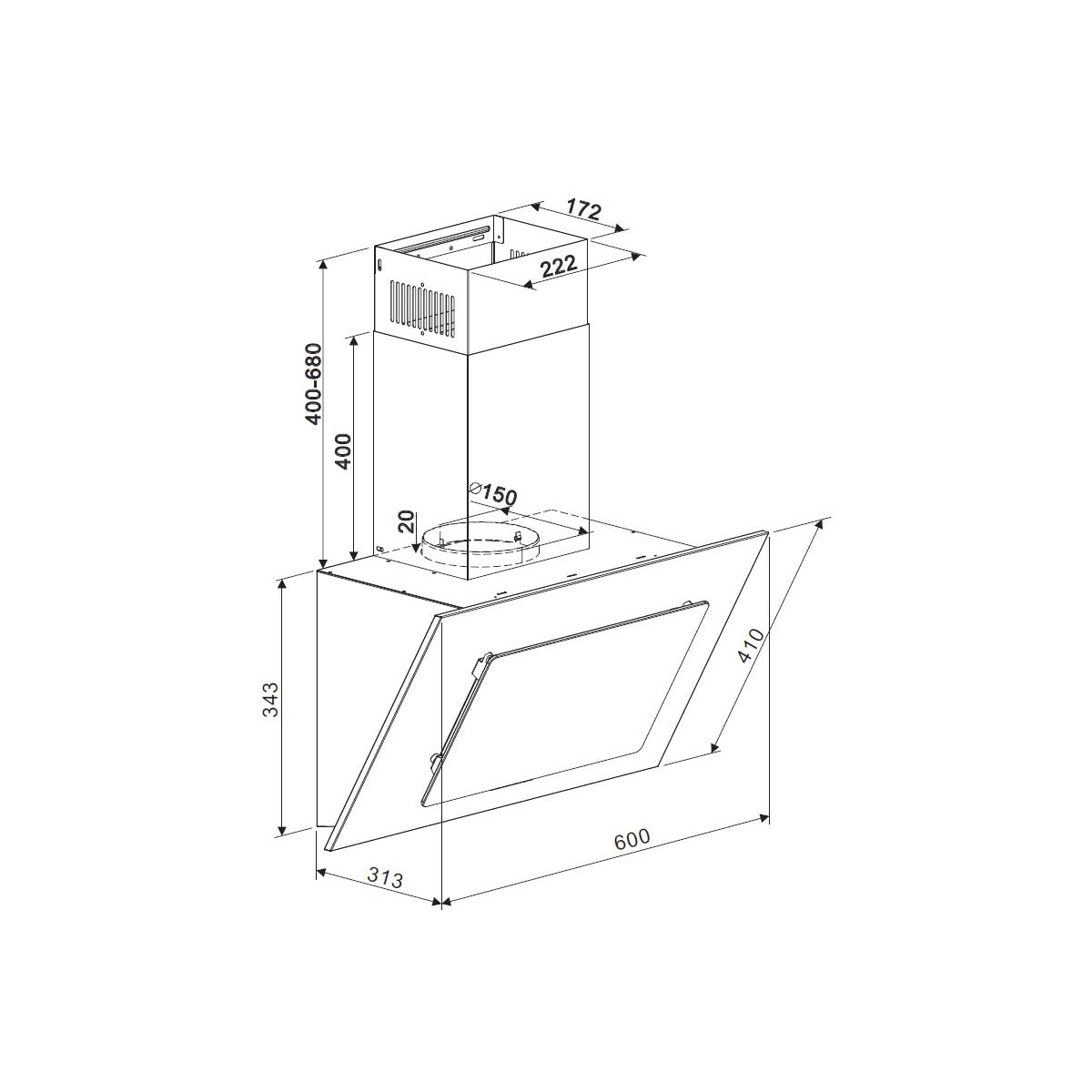 Respekta Schräghaube CH 2060 WBM 60 cm Bild 5