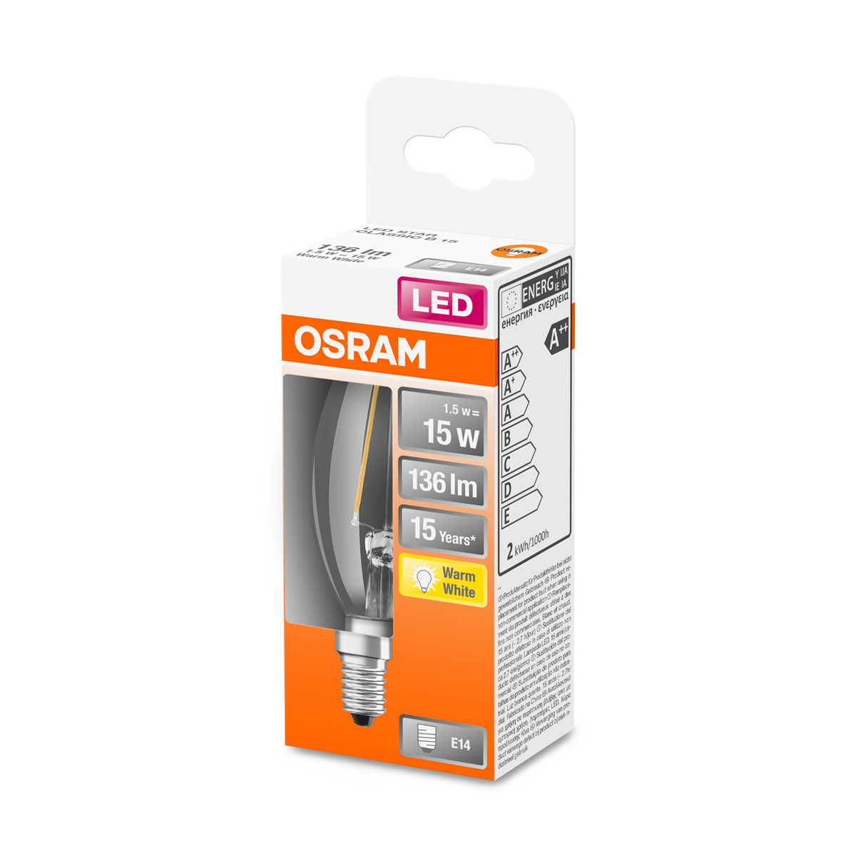 Osram LED-Leuchtmittel E14 warmweiß 15W klar Bild 2