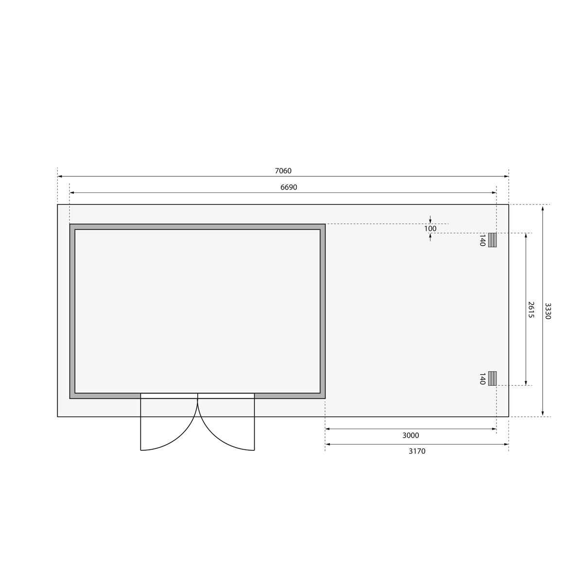 Karibu BBH Trittau 5 Set mit Anbaudach naturbelassen Bild 8