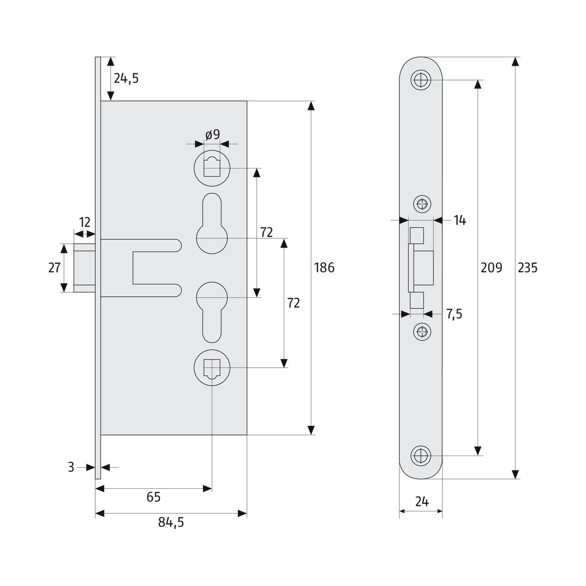 Abus Einsteckschloss EFS65 Bild 2