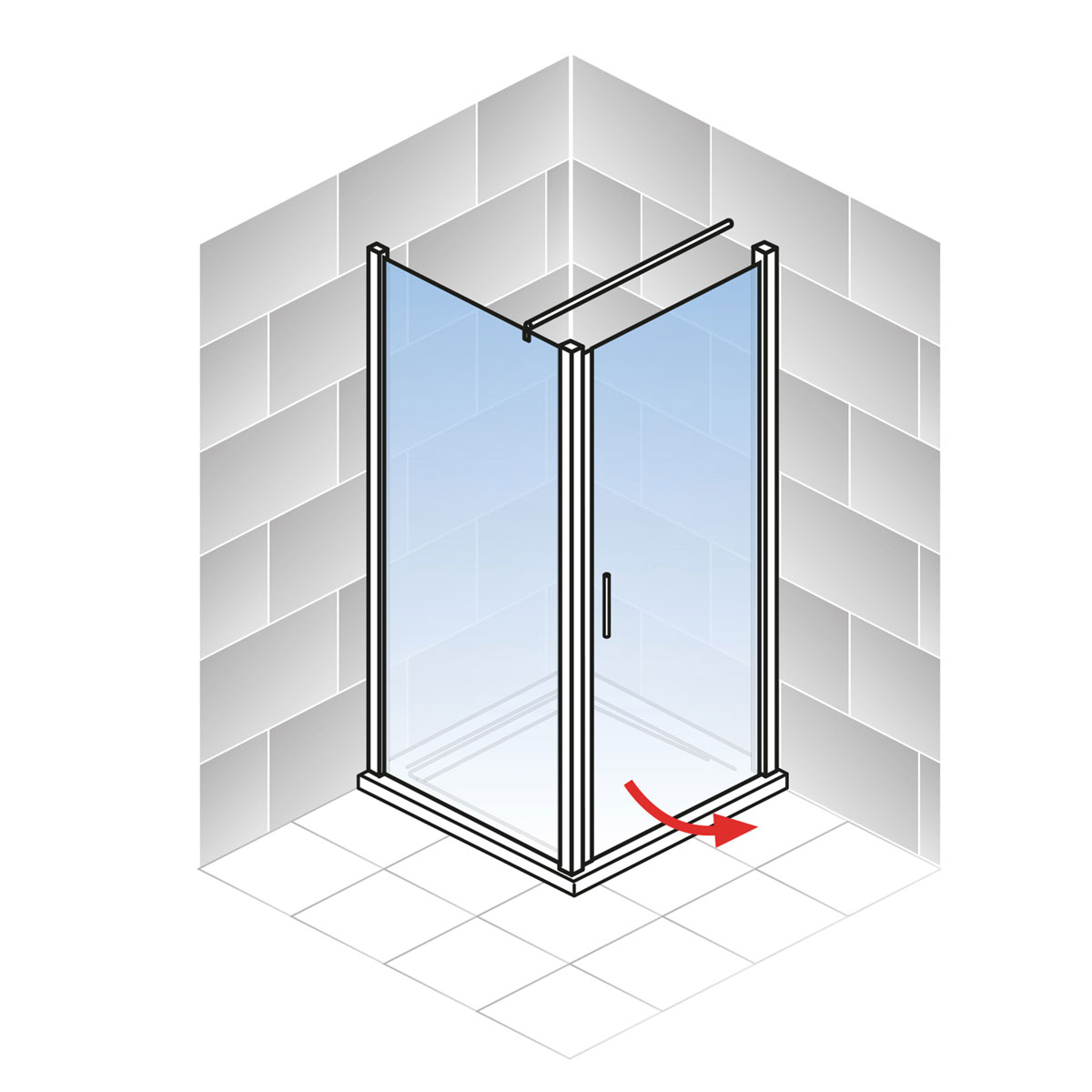 Schulte Eckdusche mit Drehtür Alexa Style 2.0 Alu Natur ESG fixil 90 x 90 cm Bild 6