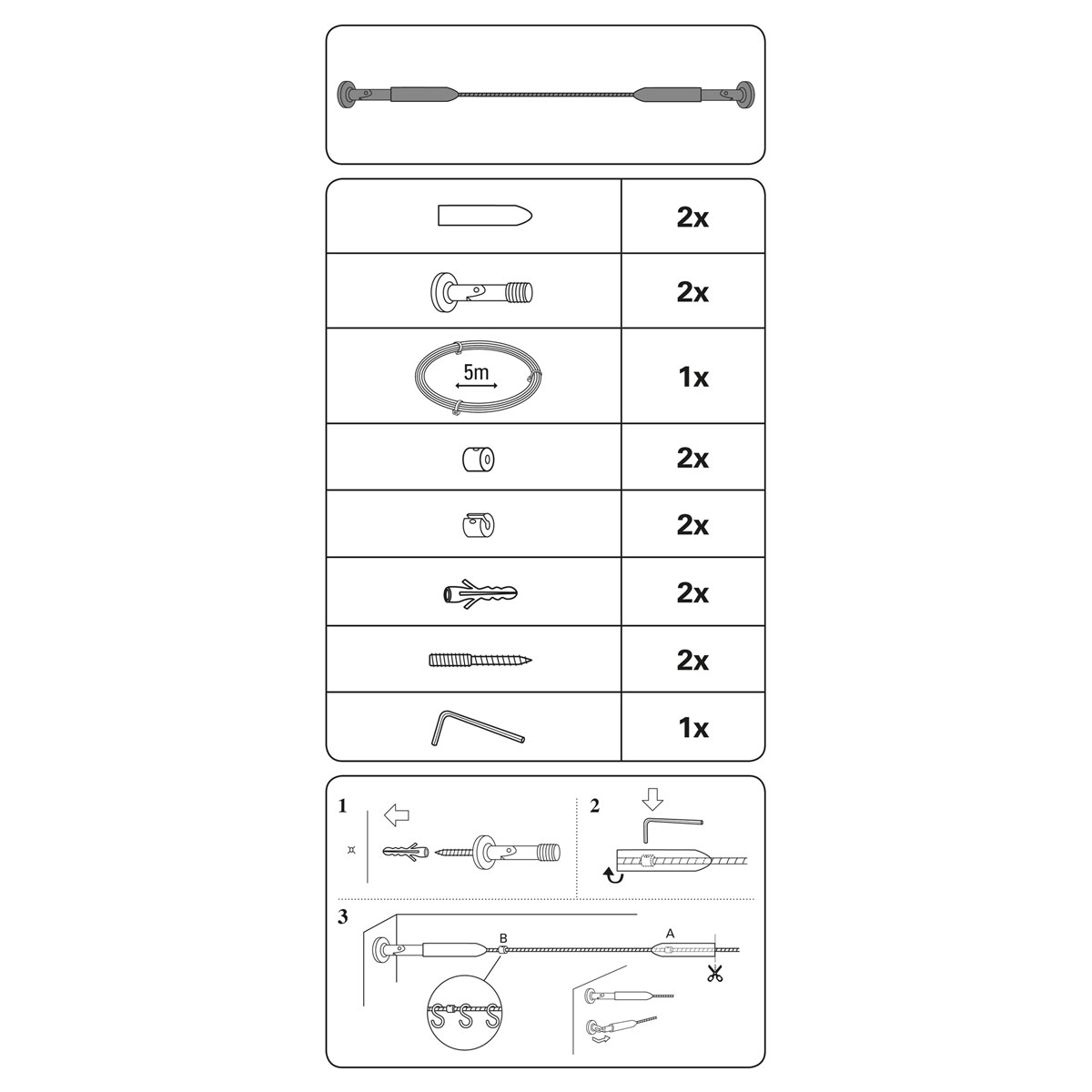 Gardinia Seilspanngarnitur Race 5 m chrom Bild 2