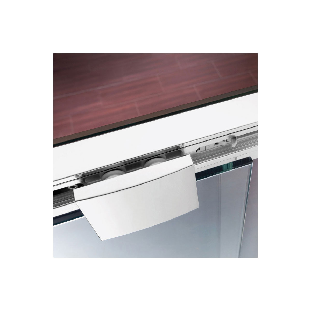 Breuer  Eckeinstieg Panorama Schiebetür Soft&Silent 4-teilig, alu chromeffekt, grau getönt, 1200/1200 mm Bild 3