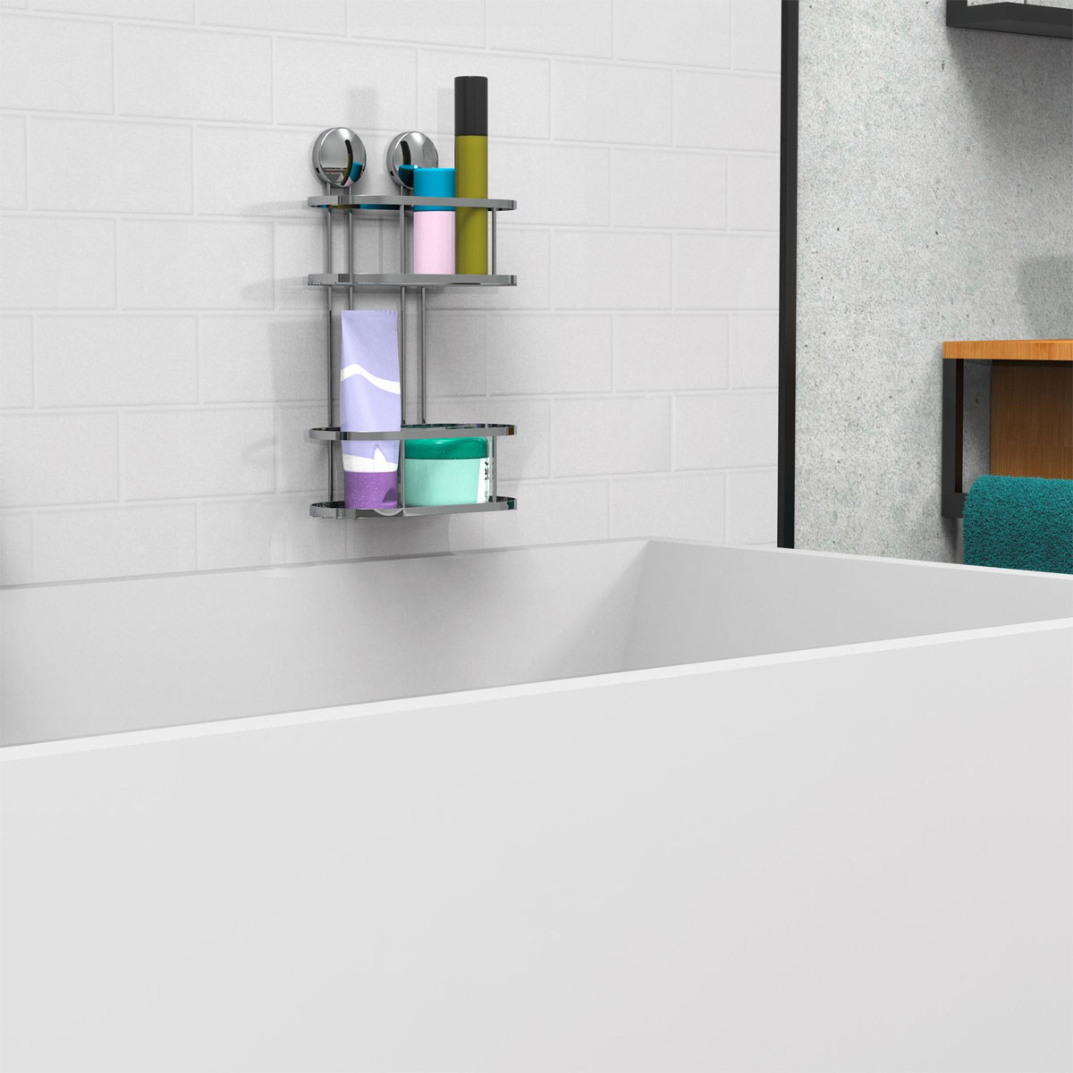 Schütte Dusch-Wandablage 2 Etagen Chrom zum Kleben oder Schrauben Bild 6