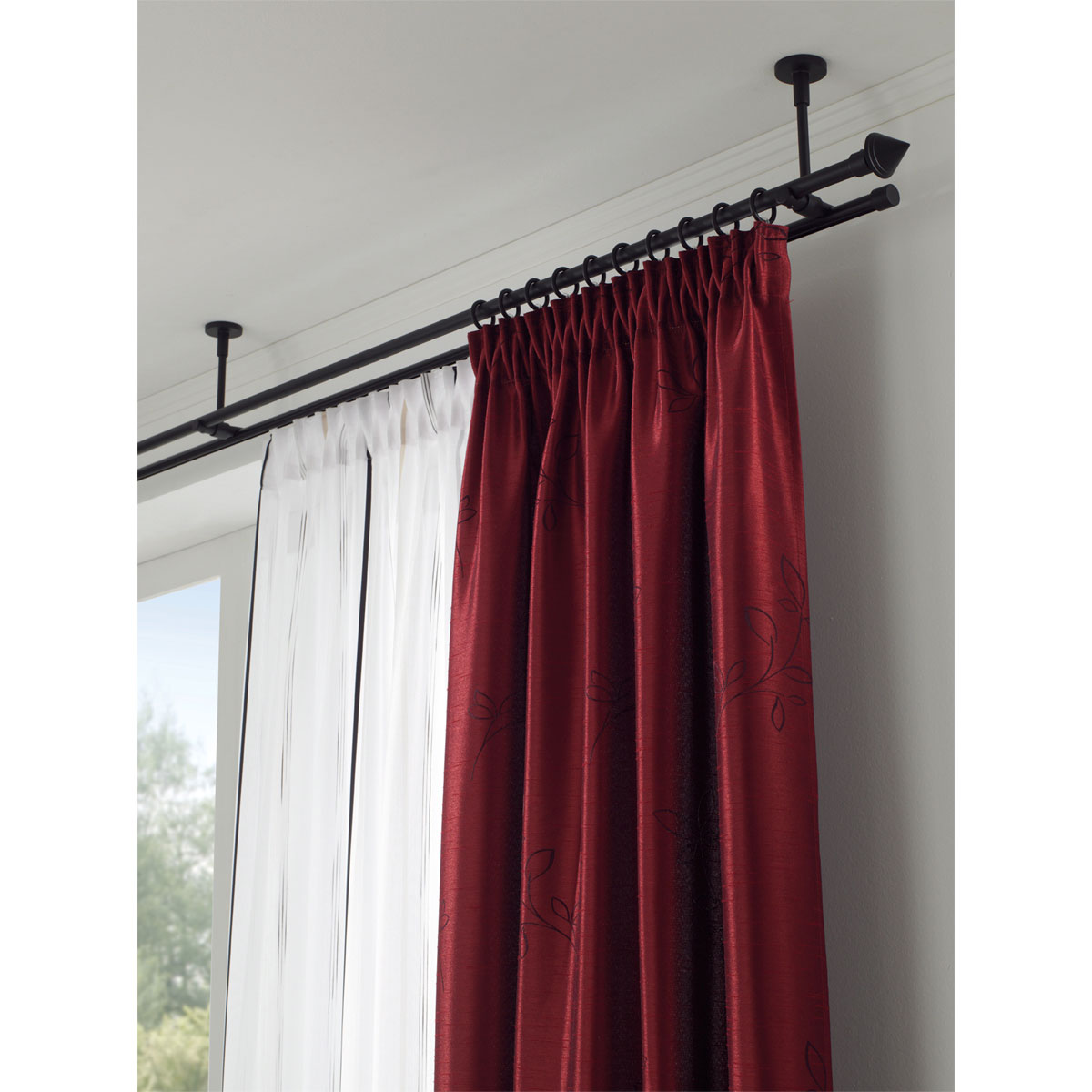 Gardinia Gardinenstange Memphis mit Innenlauf schwarz Durchmesser 1,6 x 200 cm Bild 3