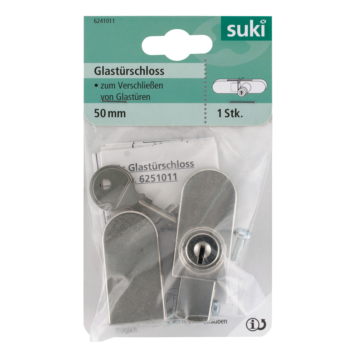 Suki Glastürschloss vernickelt für Doppeltüren Bild 1