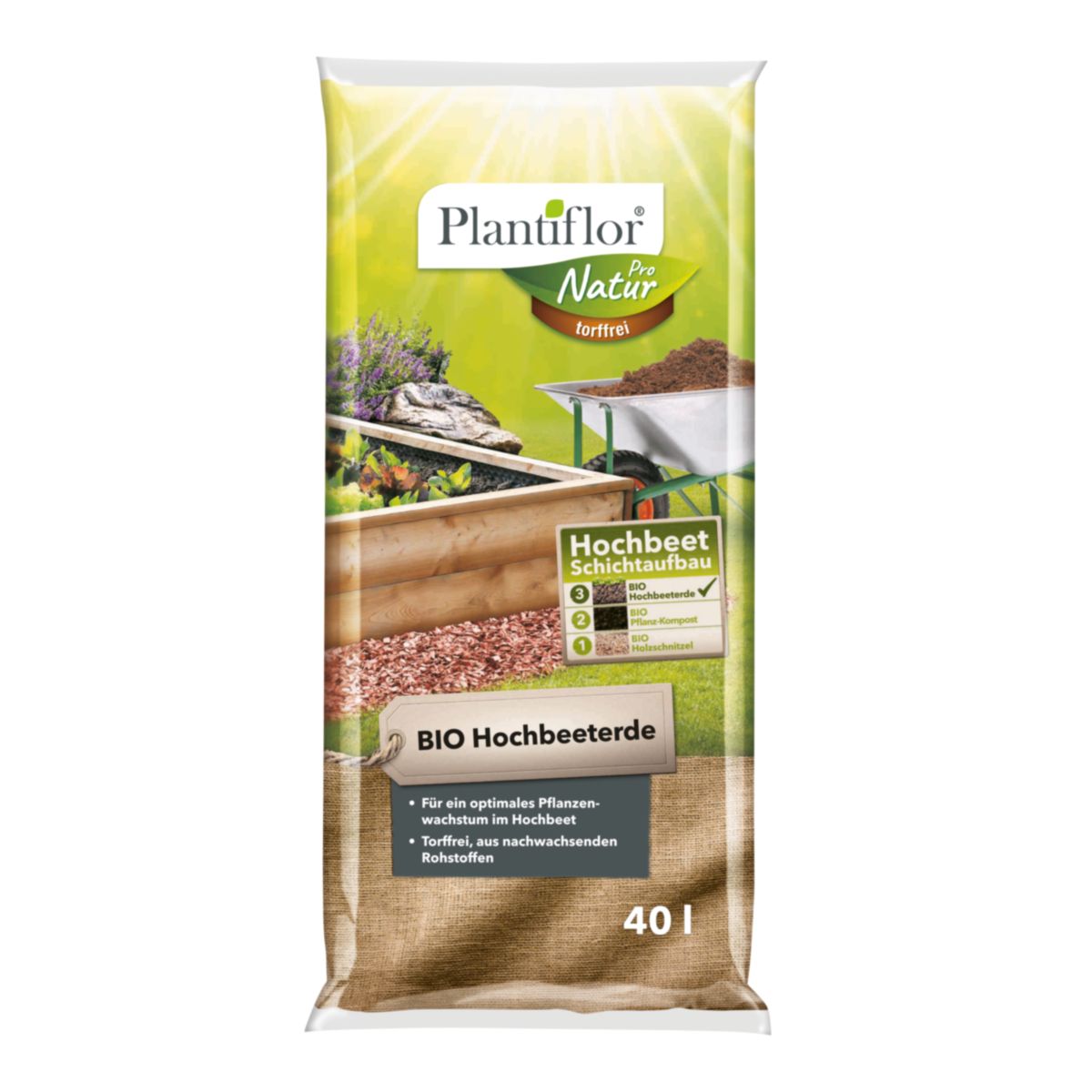 Plantiflor BIO Hochbeet-Erde torffrei 40 L