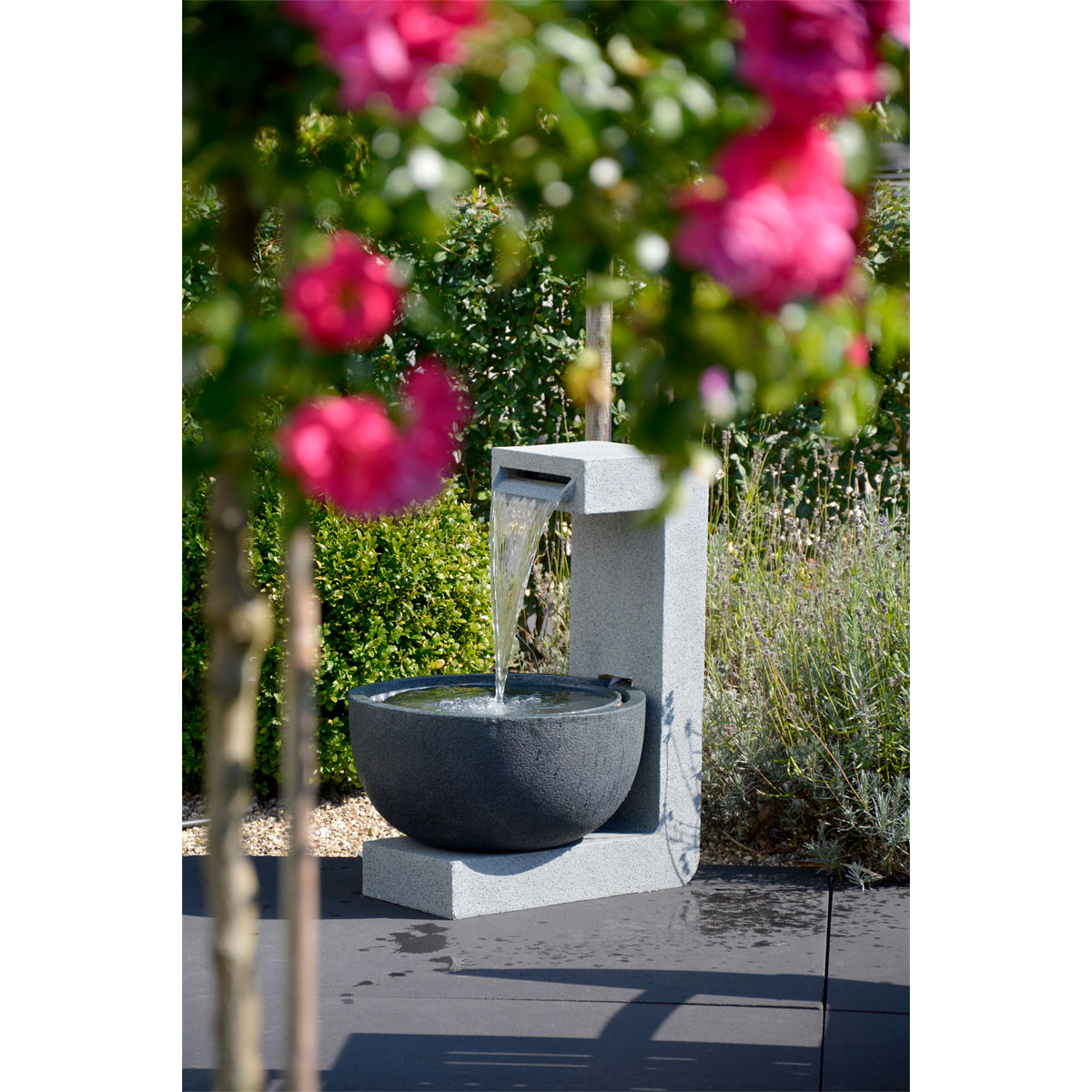 dobar XL Design-Gartenbrunnen mit LEDs 52 x 65 x 44 cm grau Bild 2