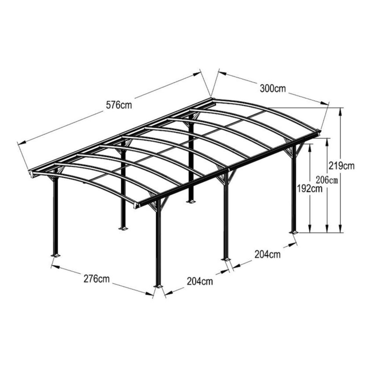 Westmann Carport Stockholm 576x300x219 cm Bild 11