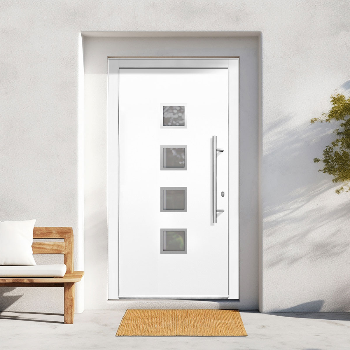 Kunststoff-Haustür Prestige KP08 DIN R weiß 100 x 210 cm Bild 3