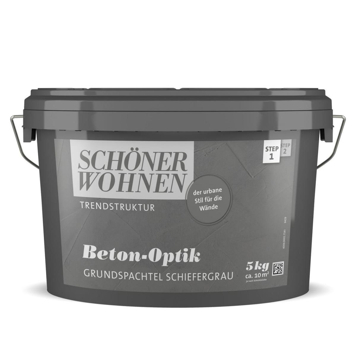 Schöner Wohnen Farbe Beton-Optik Grundspachtel schiefergrau 5 kg