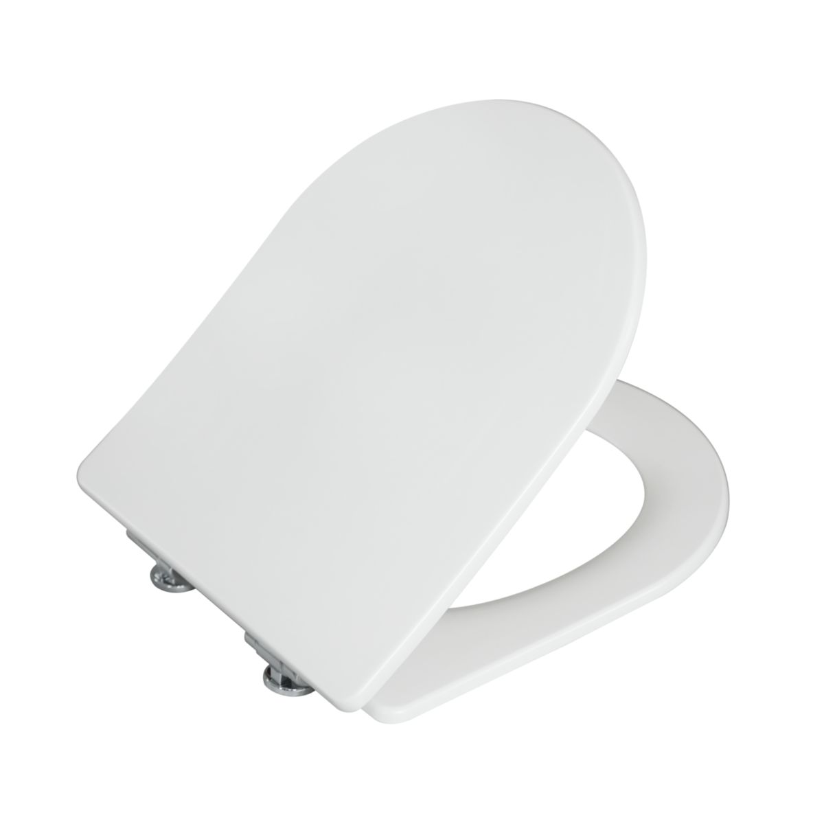 Valblue WC-Sitz Delta weiss D-Form, MDF-Holzkern, Absenkautomatik, Metallsch. verchromt Bild 2