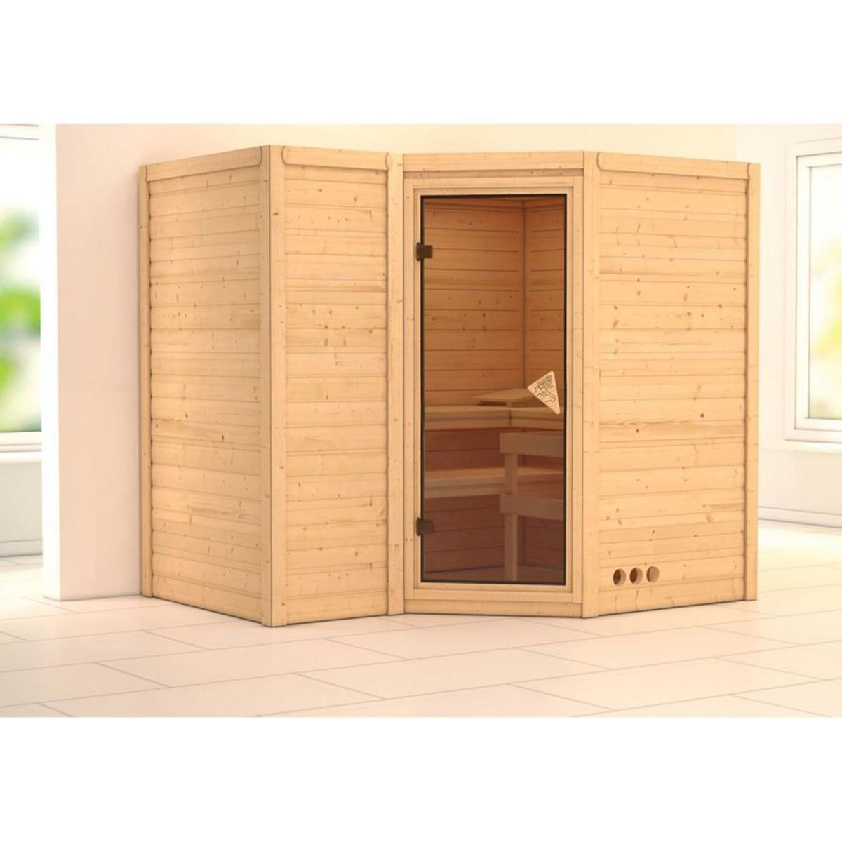 Karibu Massivholzsauna Sahib 2 40 mm ohne Ofen ohne Dachkranz Bild 1
