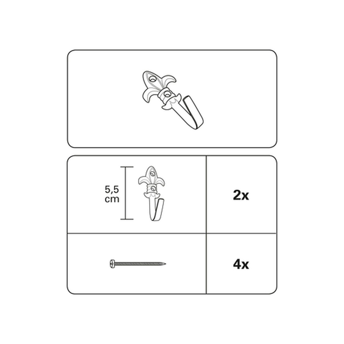 Gardinia Zierhaken Lilie 5,5 cm Messing-brüniert Bild 2
