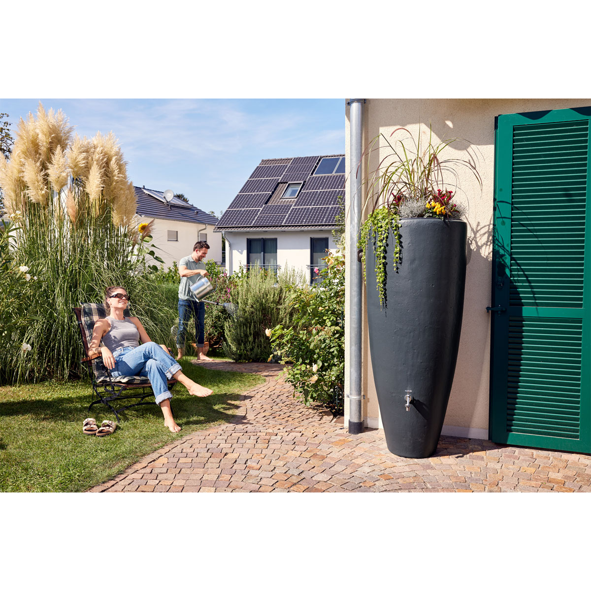 Garantia  Wasserbehälter 2in1 300 Liter graphite grey inkl. Pflanzschale Bild 7