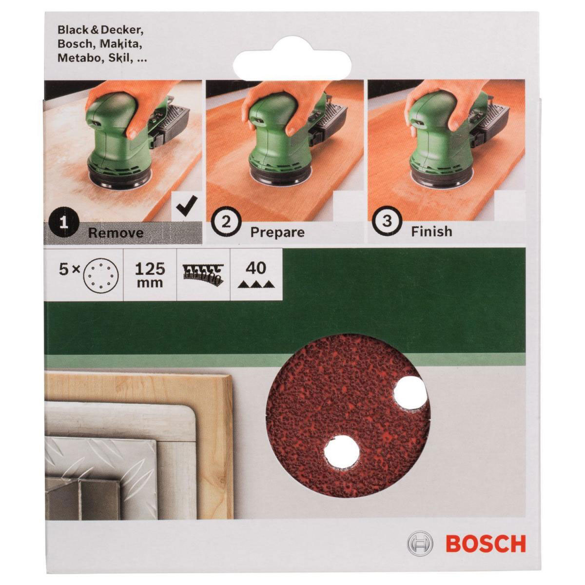 Bosch  DIY Schleifblatt Durchmesser 12,5 cm G40 Klett 5 Stück Bild 2