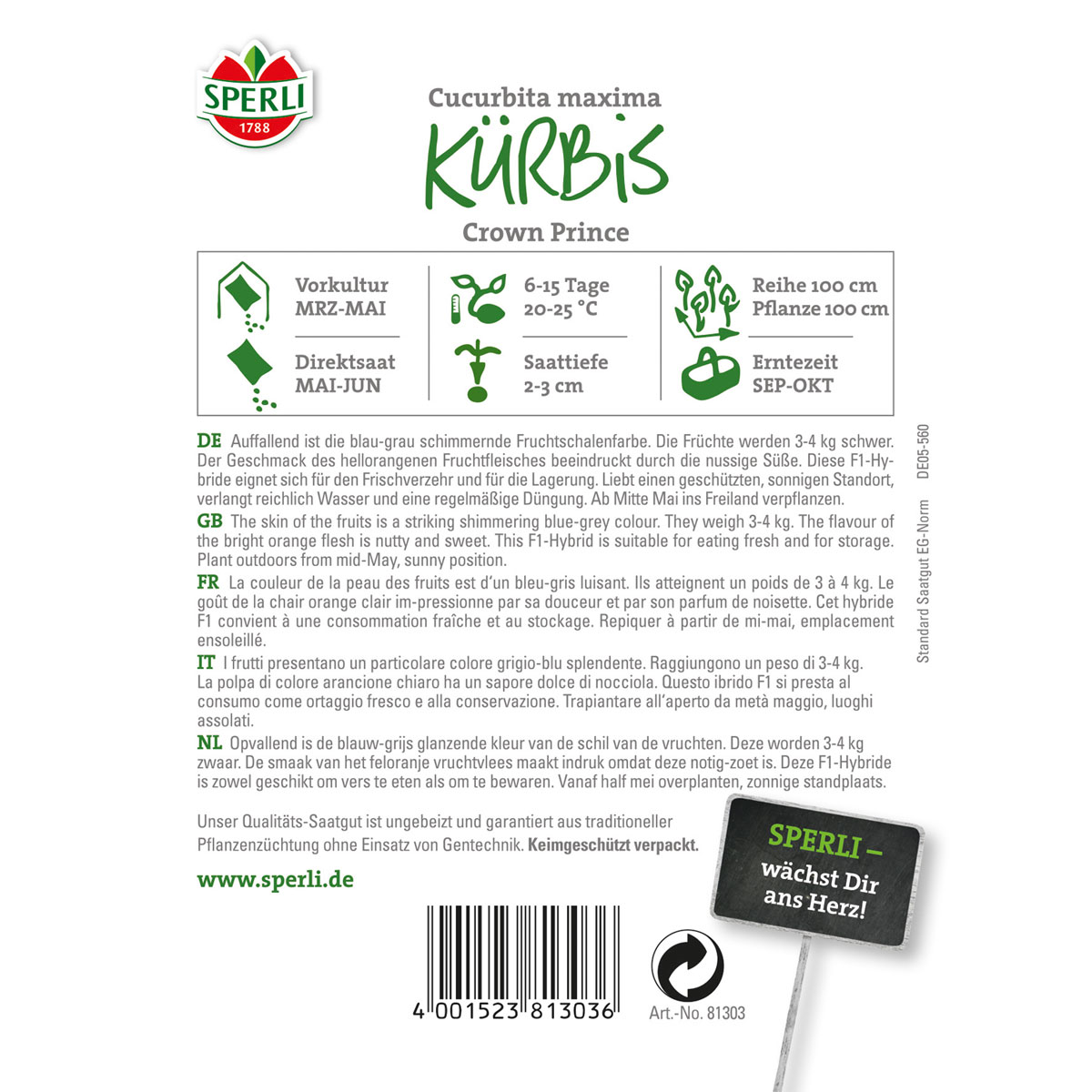 Sperli Kürbis Crown Prince Bild 2