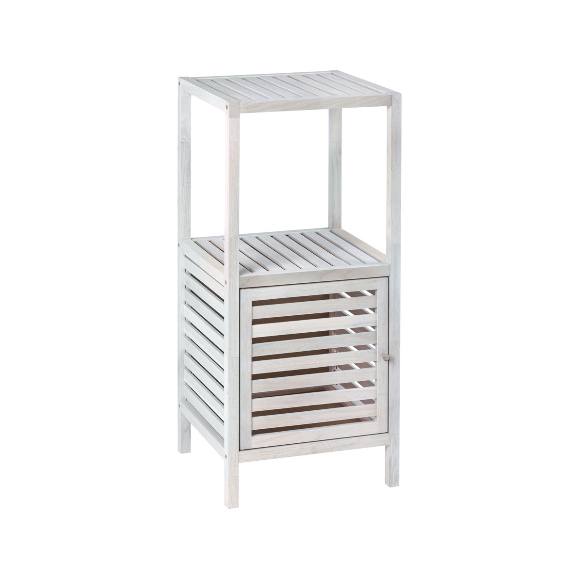 Wenko  Regal Norway mit Tür Natur Weiß massives Walnussholz Bild 1