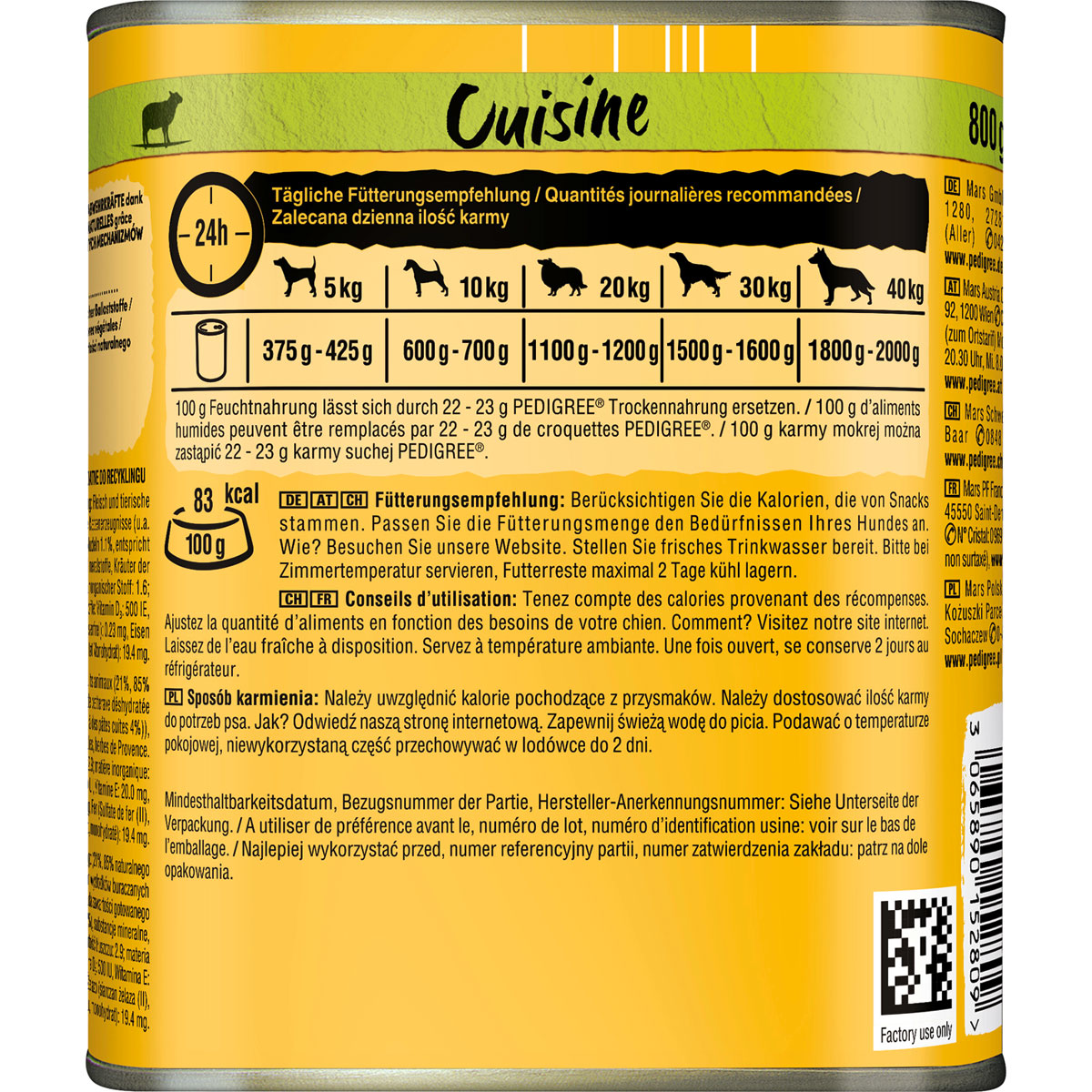 Pedigree Nassfutter Cuisine in Sauce Lamm 800 g Bild 3