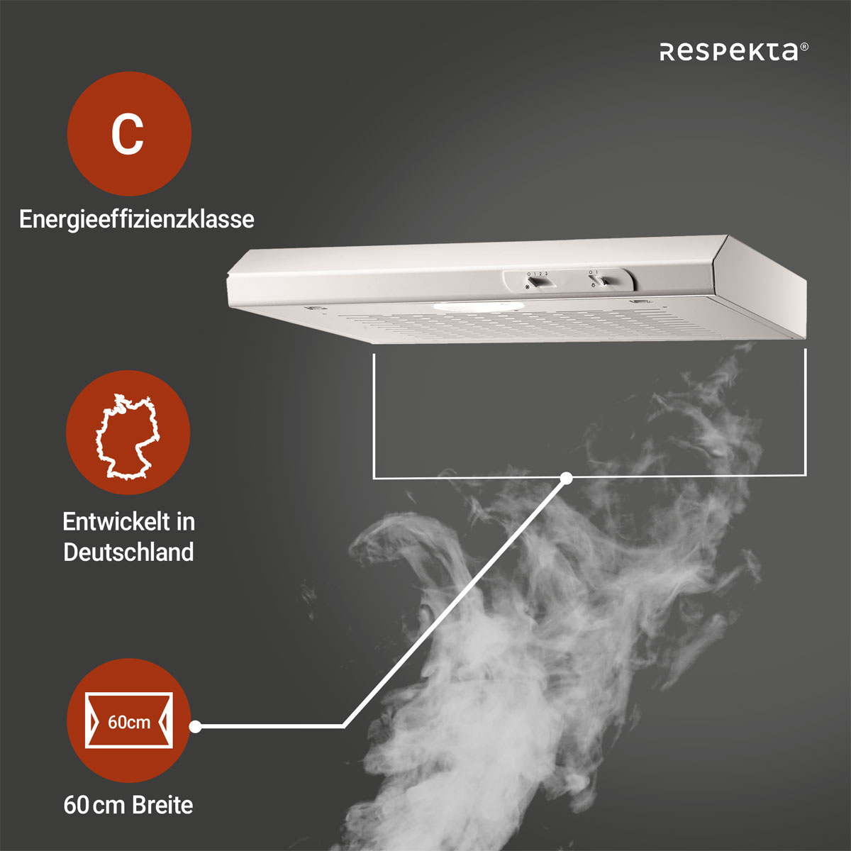 Respekta Unterbauhaube Suna DH620WL weiß 60 cm Bild 2