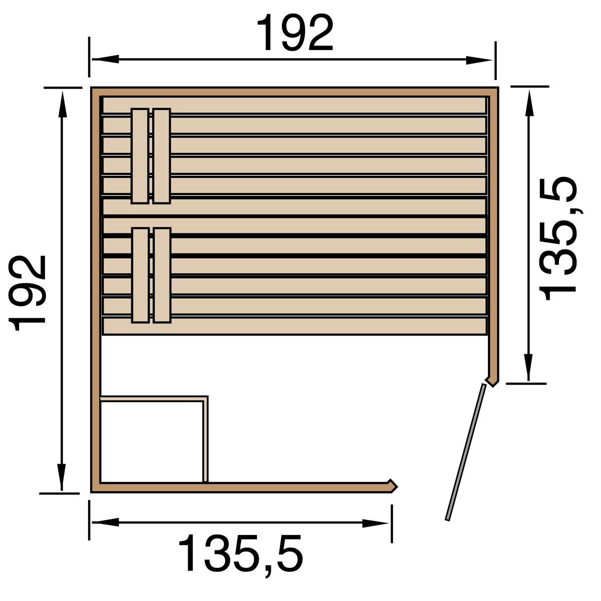 Weka Massivholz-Elementsaunaauna „Laukkala 3“, 38 mm, GTF Bild 3