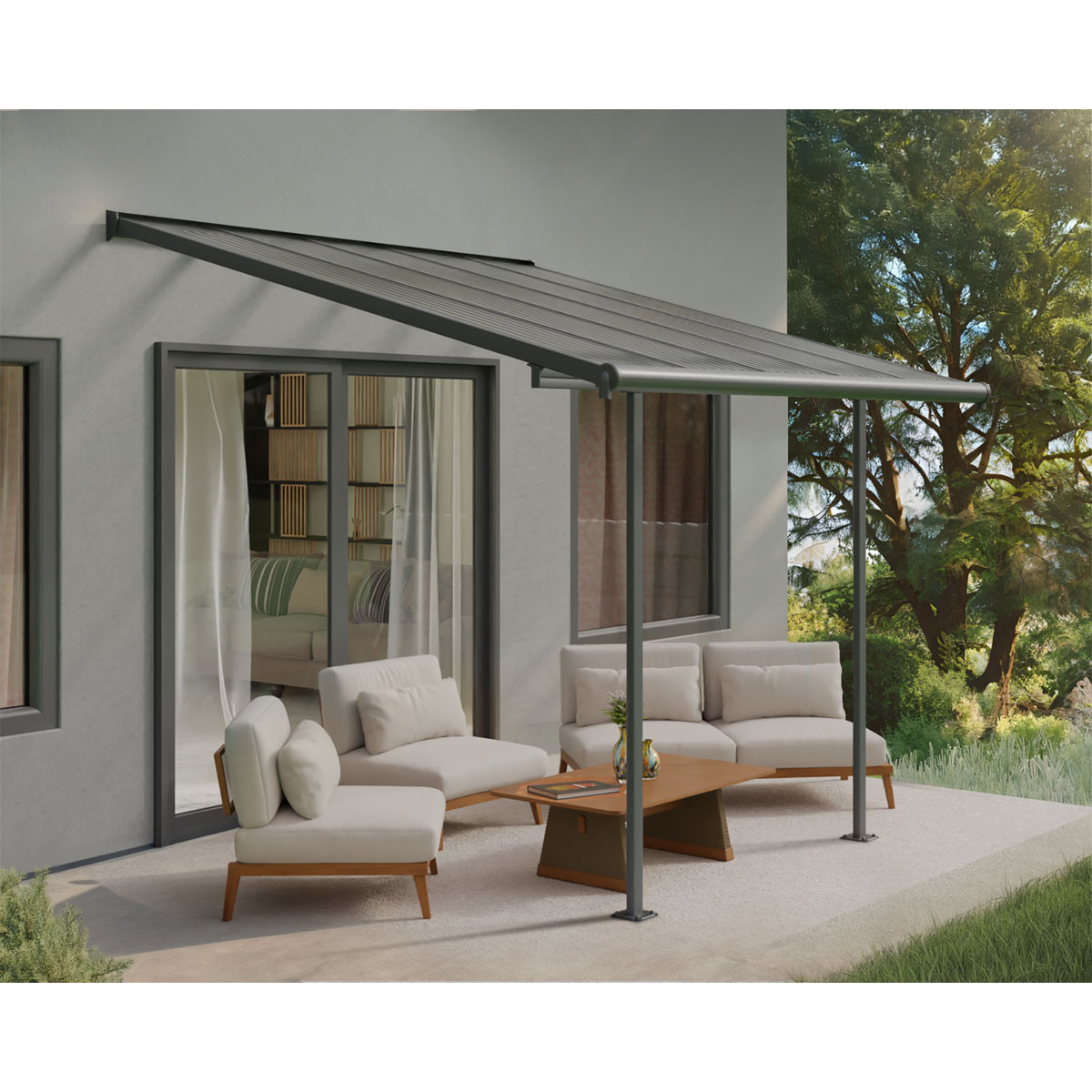 Palram Canopia Sierra Alu Terrassenüberdachung Polycarbonat 3x3 m grau Bild 2
