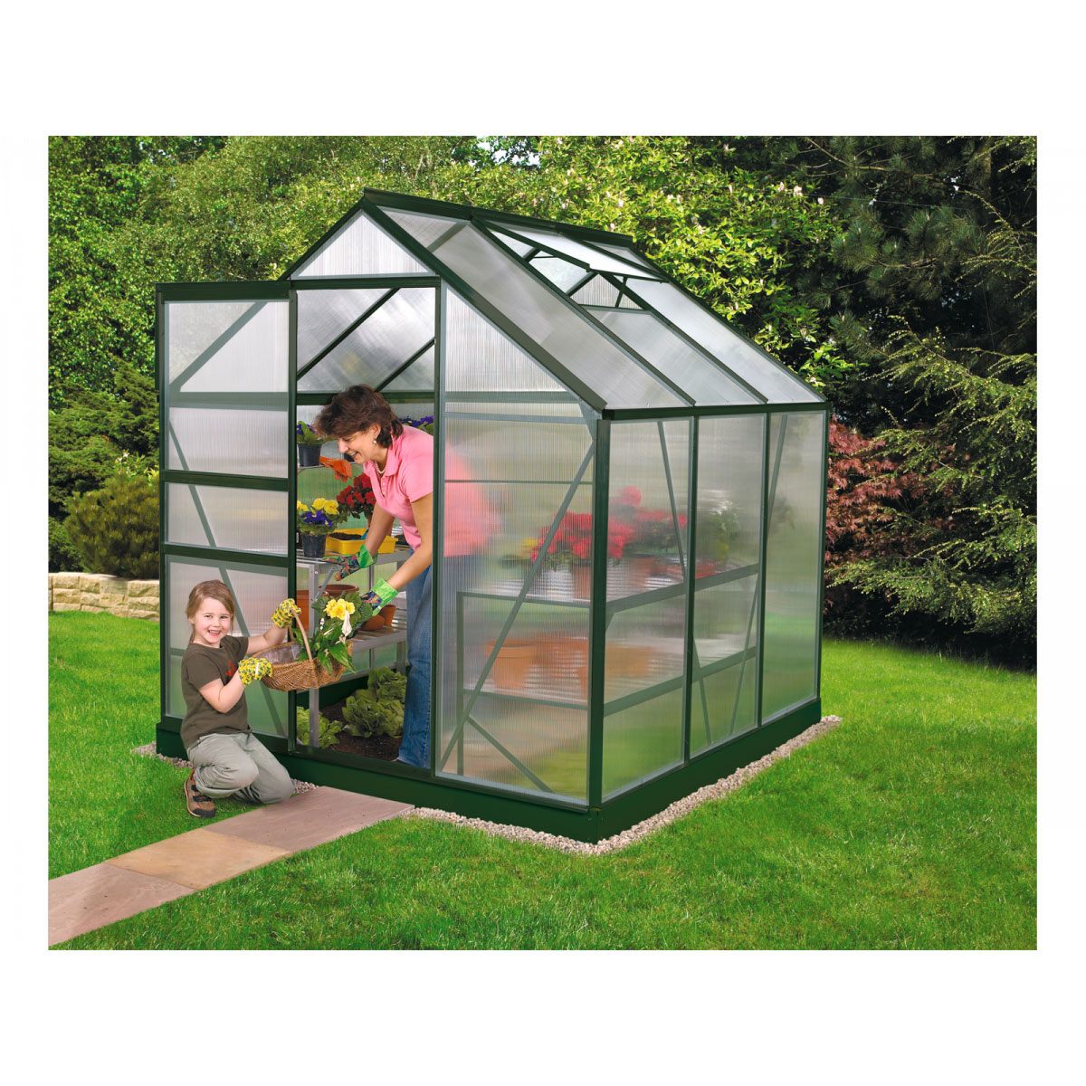 Vitavia Gewächshaus Venus 3800 HKP 3,8m² 6 mm Hohlkammerplatte grün Bild 1