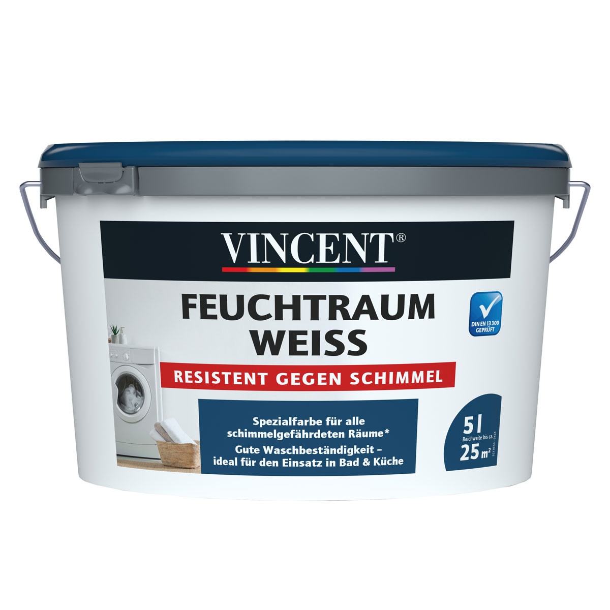 Vincent Wand- und Deckenfarbe Feuchtraum Weiß seidenmatt 5 L