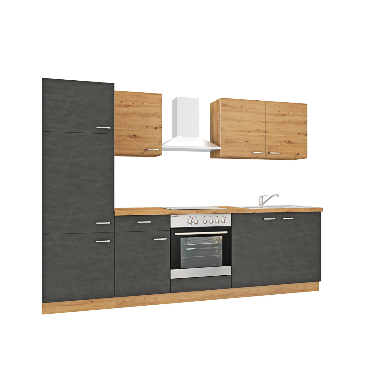 Küchenzeile Alina Eiche Artisan Matera anthrazit 270 cm