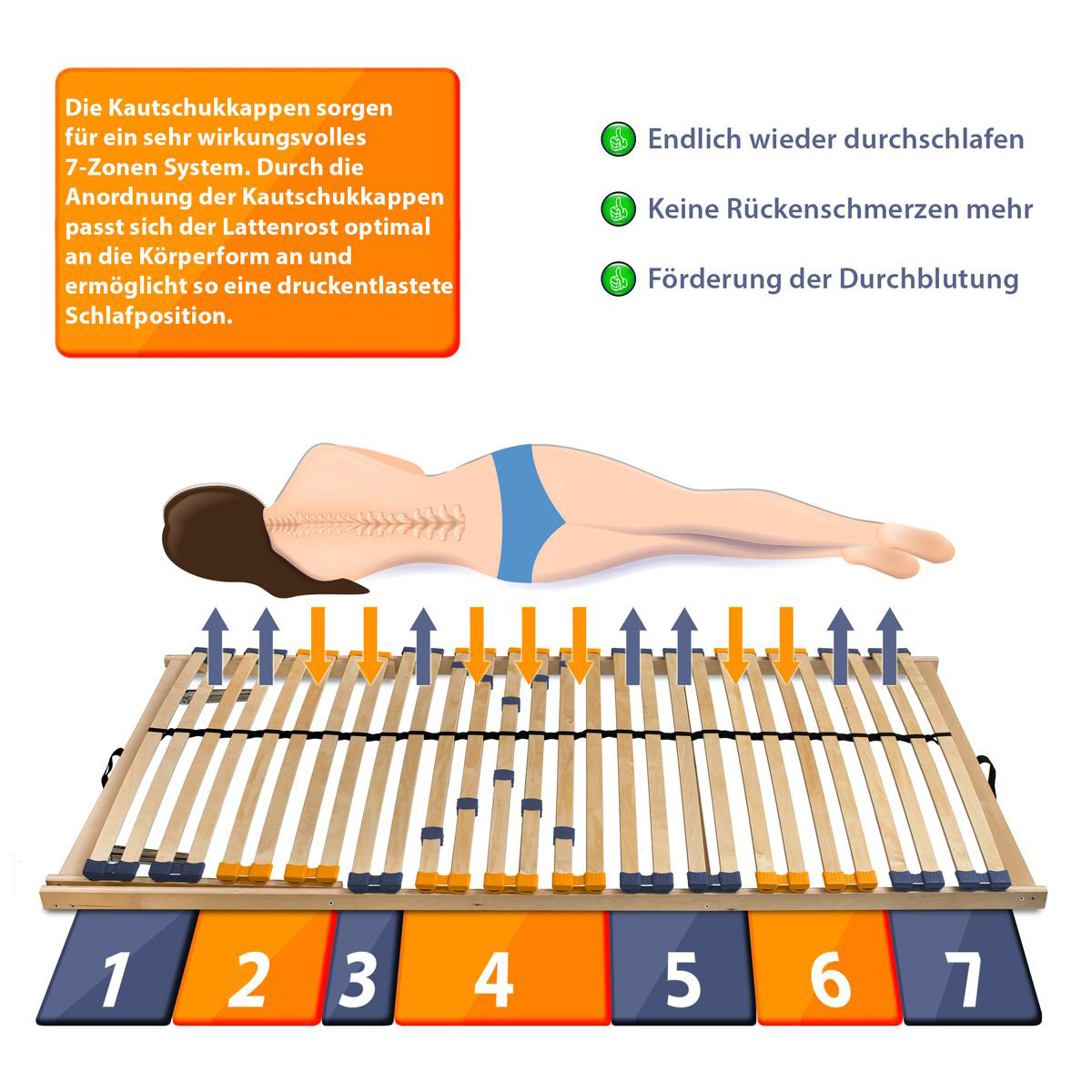 Coemo Lattenrost MULTIRA 28 Federleisten Kopfteil verstellbar 80 x 200 cm Bild 4