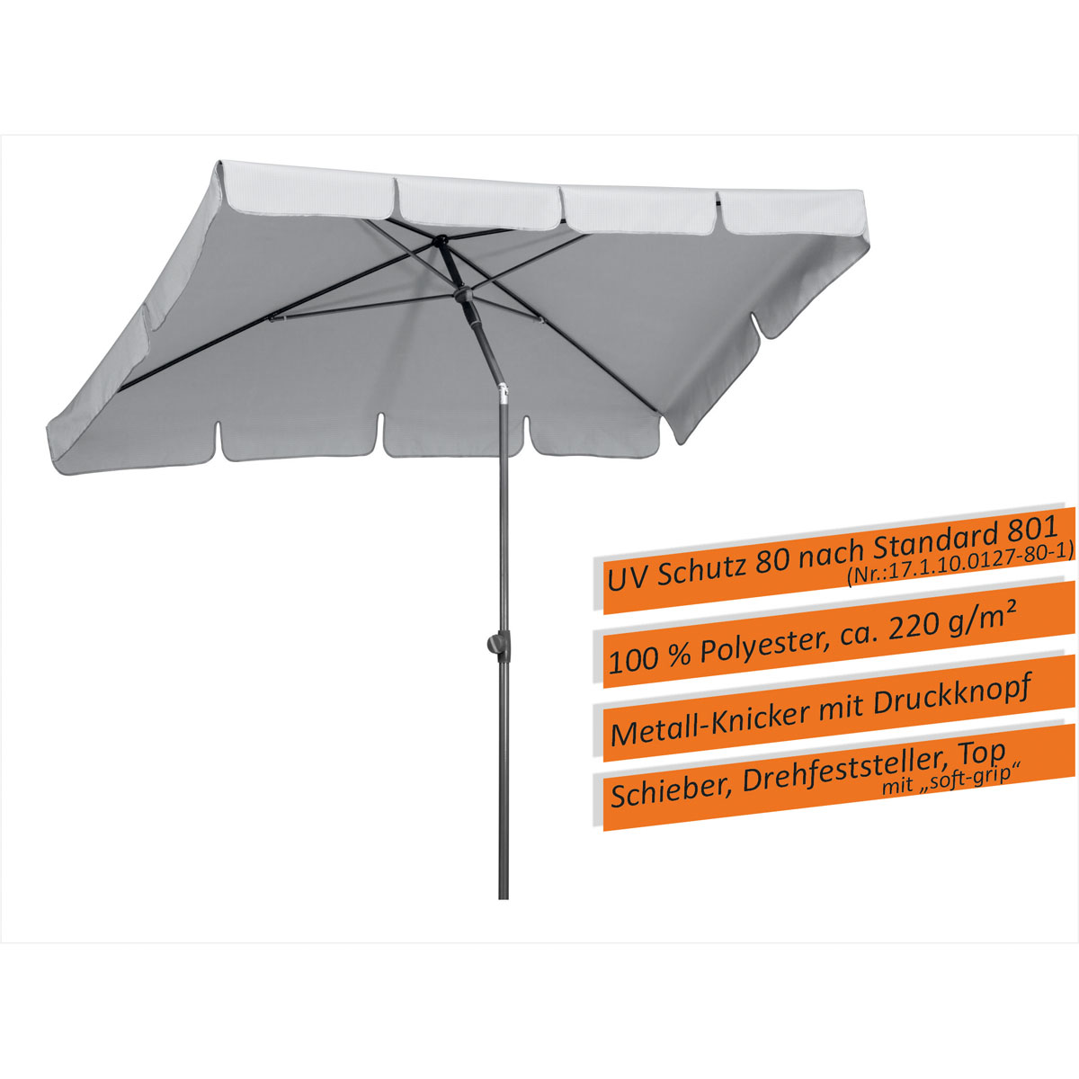 Schneider Schirme Sonnenschirm Aquila 225 x 120 cm silbergrau Bild 6