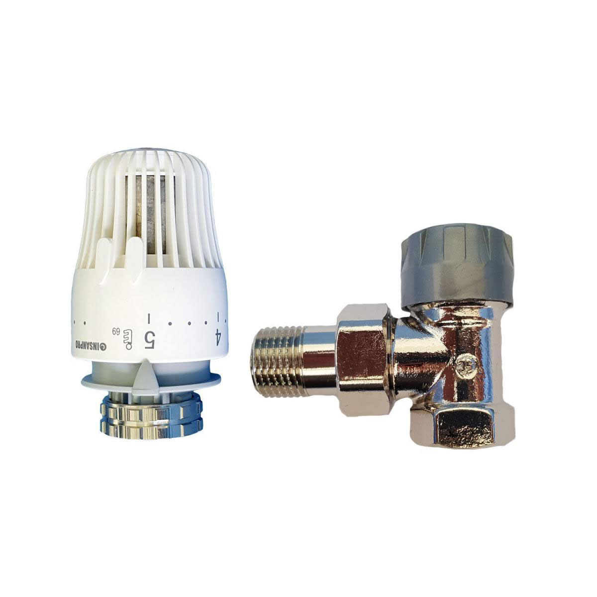 Set Thermostatventil 1/2" Eck und Thermostatkopf